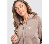 Womens New Balance Felpa con Cappuccio Cropped Full Zip Ribbed - Marrone, marrone S