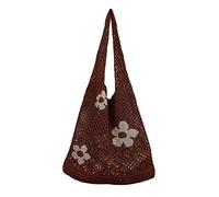 Women's New Japanese And Korean Tote Bag Flower Knitted Mesh Hollow Shoulder(D)