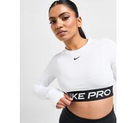 Womens Nike Top Crop a Maniche Lunghe Training Pro - Bianco, bianco XL