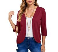 Women's Open Front Cardigan Lightweight Knit Sweater 3/4 Sleeve Casual Drape Coat Longline Boyfriend Blazer for Fall Winter Spring Daily Wear