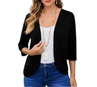 Women's Open Front Cardigan Lightweight Knit Sweater 3/4 Sleeve Casual Drape Coat Longline Boyfriend Blazer for Fall Winter Spring Daily Wear