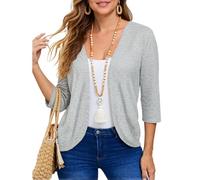 Women's Open Front Cardigan Lightweight Knit Sweater 3/4 Sleeve Casual Drape Coat Longline Boyfriend Blazer for Fall Winter Spring Daily Wear