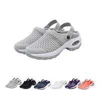 Women's Orthopedic Clogs with Air Cushion Support to Reduce Back And Knee Pressure Slippers Sandals Slip on Stretch Wide Width Arch Mules Summer Mesh Sneaker (Gray,38)