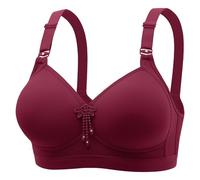 Women's Oversized Bra Without Steel Rings, Sweat-Wicking, Breathable And with Beautiful Back, No, Ruffles And Adjustable Top Support for Sleeping, Clothing, Women, Hot Pink, 10(Wine Red,14)