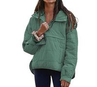 Women's Oversized Hooded Puffer Jacket Light Quilted Dolman Hoodies Pullover Winter Fall Coats for Women (Green,M)