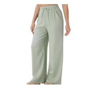 Womens Palazzo Pants High Waist Drawstring Side Pockets (Green,XL)