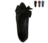 Women's Plaid Bow Ballet Flat Shoes - Non-Slip Rubber Sole Slip-On Loafers, Cute & Comfortable Casual Flats for Everyday Wear (Black,39)