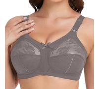 Women's Plus Size Lace Full Coverage Firm Support Non-Padded Non-Wired Pregnancy Clothing Bra, Darkgray, 20(Silver,8)