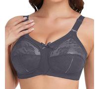 Women's Plus Size Lace Full Coverage Firm Support Non-Padded Non-Wired Pregnancy Clothing Bra, Darkgray, 20(Beige,14)