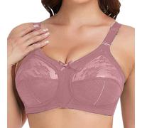 Women's Plus Size Lace Full Coverage Firm Support Non-Padded Non-Wired Pregnancy Clothing Bra, Pink, 8(Black,14)