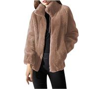 Womens Plus Velvet Sweater Thickened Stand Collar Warm Zipper Fleece Top Drawstring Fall Winter Outing Office Coats