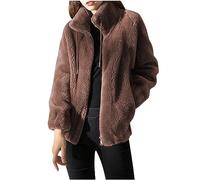 Womens Plus Velvet Sweater Thickened Stand Collar Warm Zipper Fleece Top Drawstring Fall Winter Outing Office Coats