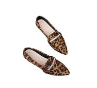 Women's Pointy Toe Loafer Comfortable Leather Suede Slip On Loafer Flats for Women Casual Work Flat Shoes Office Driving Ballet Flats, Stampa leopardata, 40 EU
