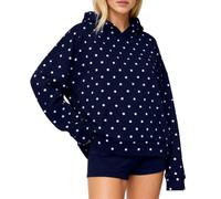Womens Polka DOT Hooded Sweatshirt Oversized Long Sleeve Casual Pullover (Dark Blue,M)