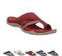 Women's Post Orthopedic Arch Support Sandals with Toe Ring Loop Flip Flops Comfort for Plantar Fasciitis Sandal Comfy Platform Slippers Supportive Toe-Clipped Outside Beach Flip-Flops (Red,41)