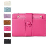 Women's Premium Leather Bifold Wallet, RFID Blocking, Women Bifold Wallet, Compact Card Holder with Zipper Coin Pocket (Rose)