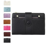 Women's Premium Leather Bifold Wallet, RFID Blocking, Women Bifold Wallet, Compact Card Holder with Zipper Coin Pocket (Black)