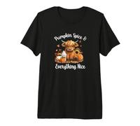 Womens Pumpkin Spice & Everything Nice Highland Cow Lover Maglietta Premium