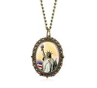 Women's Purple Flower Butterfly Pattern Small Pocket Watch Necklace Pendant Bracelet Girl's Birthday Gift StatueofLiberty
