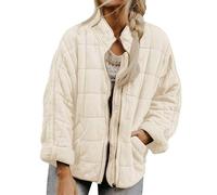 Women's Quilted Puffer Jackets Lightweight Zip Up Padded Coat Oversized Down Outerwear (01,S)