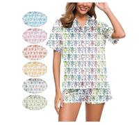 Womens Rabbit Monkey Print 2 Piece Womens Roller Rabbit Pajamas Y2k Pajama Set Monkey Bunny Tiger Floral Pj Shorts (Purple,Small)