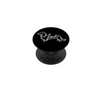 Womens Retro Minimalist Line Art Long Haired Dachshund Love PopSockets PopGrip Adesivo
