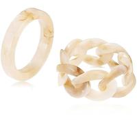 Women's Ring 2Pcs / Set Retro Twist Resin Ring Set Fashion Creative Rings Charm Jewelry Simple Accessories Gift Women Fashion Accessories Beige Nice processing