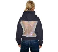 Women's Sexy Backless Perspective Mesh Splicing Pullover Hoodie Y2K Fashion Loose Casual Comfortable Hoodie with Pocket