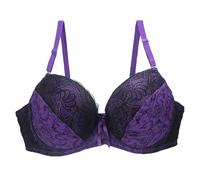 Women's Sexy Lace Bra with Button Front, Shaping Cup, Adjustable Shoulder Strap, Large Underwired, Red, 34C(Purple,40DD)
