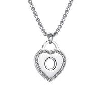 Women's Silver Initial Necklace Stainless Steel Love Heart Tiny Letter Necklace Personalized Name Jewelry for Girlfriend Gift Alphabet Letter O