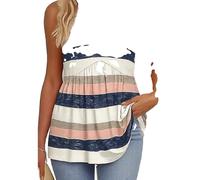 Women's Sleeveless V Neck Tank Top Flowy Babydoll Blouse with Pockets Casual Summer Eyelet Texture Tunic Shirt for Ladies Vacation Beach Wear