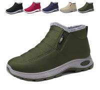 Women's Snow Boots Warm Sheepskin-Lined Boots, Winter Ankle Comfortable Slip on Short Snow Fur Lined Boots (Green,42)