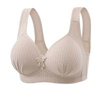 Women's Solid Bra for Middle Aged And Elderly Thin Plus Size Underwear Vest Comfortable Push Up, Black, 20(Light Grey,10)