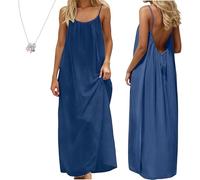 Women's Solid Color Backless Cami Dress, Solid Color Backless House Dress (Upgraded Fabric G,5XL)