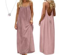 Women's Solid Color Backless Cami Dress, Solid Color Backless House Dress (Upgraded Fabric L,XXL)