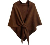 Women's Solid Color Shawl, Pashmina Wraps for Women, Knit Wraps Triangle Scarf, Lightweight Soft Open Front Shawl(Brown)