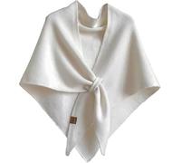 Women's Solid Color Shawl, Pashmina Wraps for Women, Knit Wraps Triangle Scarf, Lightweight Soft Open Front Shawl(White)