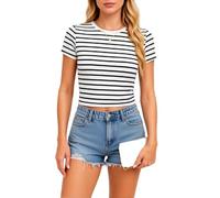 Women's Solid Color Short Sleeve Crop Top Summer Casual Slim Fit Crew Neck Knitted T-Shirt Basic Tee for Daily Wear Street Style Fashion