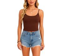 Women's Solid Color Spaghetti Strap Camisole Top Summer Casual Sleeveless Crop Tank Top Basic Slim Fit Ribbed Knit Blouse for Layering Outerwear Beach