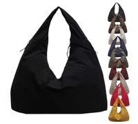 Women's Solid Color Textured Draped Tote Bag, Big Capacity Minimalist Versatile Shoulder Bag, New and Versatile (Black)