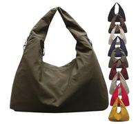 Women's Solid Color Textured Draped Tote Bag, Big Capacity Minimalist Versatile Shoulder Bag, New and Versatile (Green)