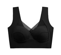 Women's Solid Cup Ice Silk Bra, Beautiful Back, No Steel Ring, Comfortable for Sports Sleep X Mature, Beige, XXL(Black,XL)