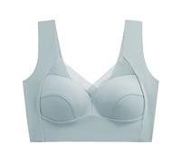 Women's Solid Cup Ice Silk Bra, Beautiful Back, No Steel Ring, Comfortable for Sports Sleep X Mature, Beige, XXL(LightBlue,L)