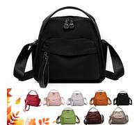 Women's Solid Zipper Handbag Soft Top Handle Purses, Nylon Crossbody Shoulder Bag for Women (Black)
