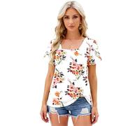 Women's Square Neck Tropical Print Top Summer Short Sleeve Flutter Sleeve Blouse Loose Fit Casual Vacation Beach Tee Shirt Green