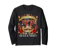 Womens Stepping Into My 37th Birthday With Grace & Faith Maglia a Manica