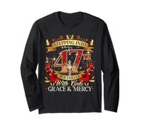 Womens Stepping Into My 47th Birthday With Grace & Faith Maglia a Manica