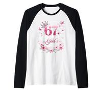 Womens Stepping Into My 67th Birthday with Grace & Faith Maglia con Maniche Raglan