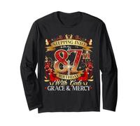 Womens Stepping Into My 87th Birthday With Grace & Faith Maglia a Manica