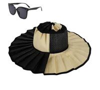 Women's Straw Reversible Pleated Sun Hat,Foldable Wide Brim Beach Hat,Summer Outdoor Travel UV Protection Beach Hats (IT, Testo, Taglia Unica, Color-V)